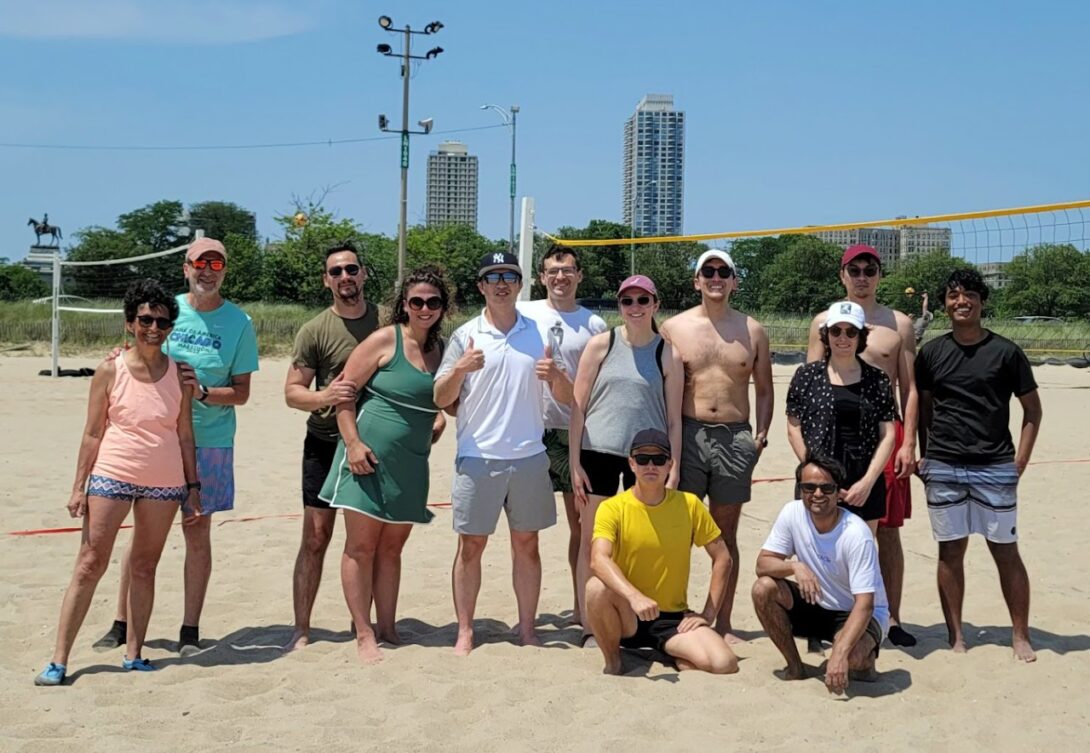 Lab members at the North Ave Beach volleyball courts